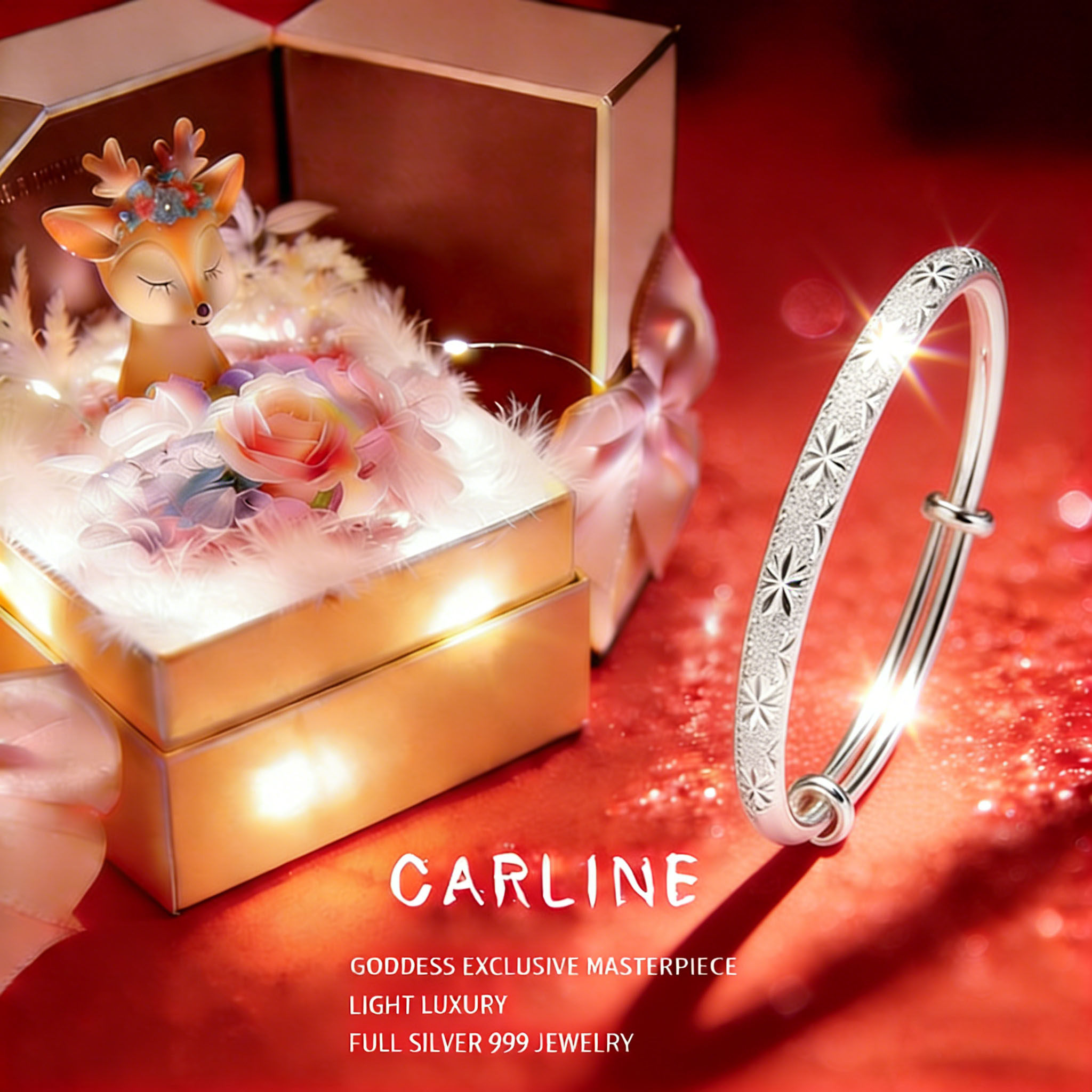 999足银满天星手镯2026新款女纯银步离镯子生日礼物送女友情人节