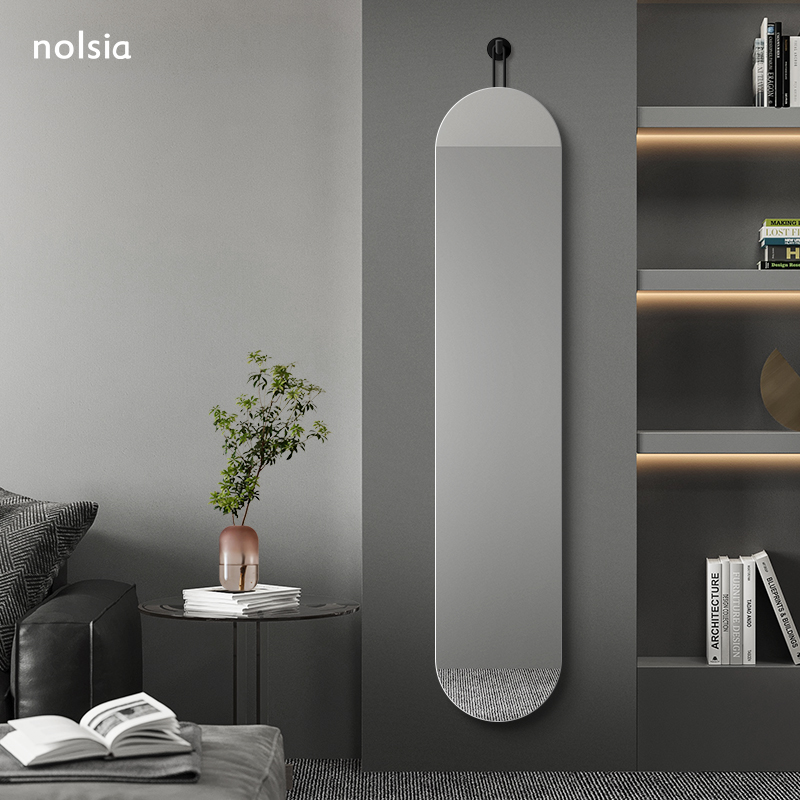 玄关悬挂超窄穿衣镜子挂钩式卧室门后试衣镜家用异形设计感全身镜