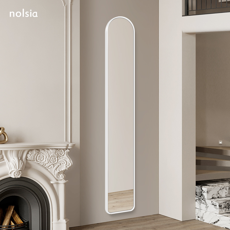 法式设计感全身镜可挂式超细极窄穿衣镜不规则防爆玻璃镜子试衣镜