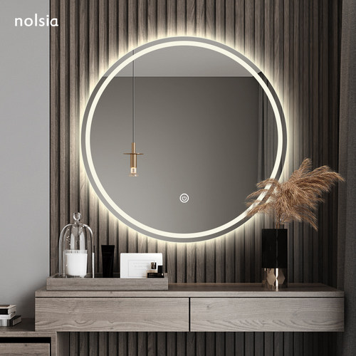 超白玻圆形化妆镜智能led带灯