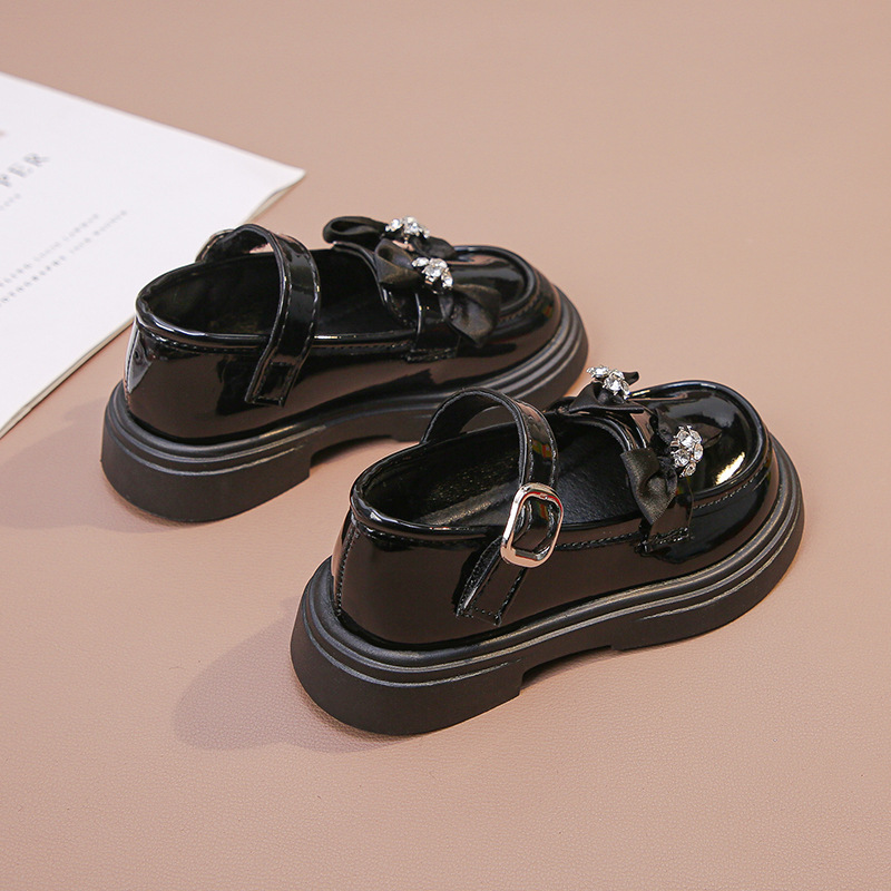 女童小皮鞋shoes春秋kids英伦风单鞋儿童黑色公主鞋乐福鞋