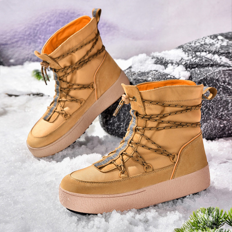 大码雪地靴子男冬季2025加绒加厚保暖大棉鞋厚底防滑手工真皮