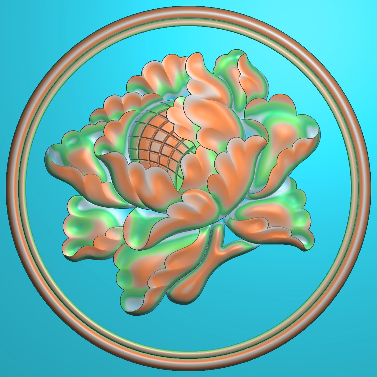牡丹精雕图玉雕浮雕精雕作图做图2D/3D绘图