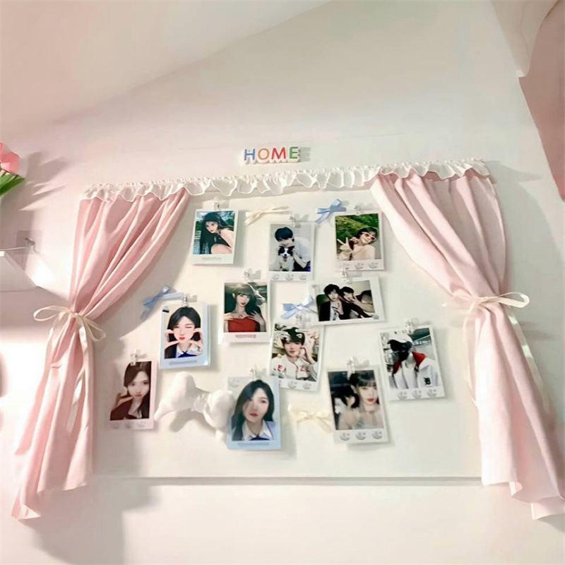 热销小红书同款窗帘毛毡板照片墙心小卡吧唧背景墙氛围感卧室diy