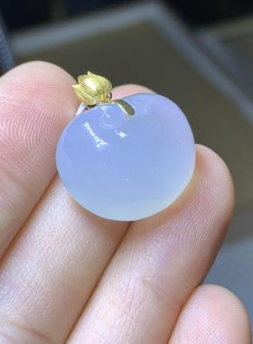 天然缅甸A货冰种翡翠如意头吊坠18k金镶嵌扣头TF121