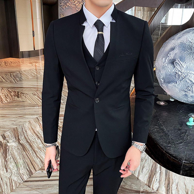 帅气立领西装套装硬汉西服三件套休闲商务宴会礼服SJT833-P260，男装西服套装，星座1012