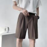 夏季直筒西装短裤帅气宽松五分裤轻熟直筒休闲裤子咖啡K119-P65，男装牛仔裤，星座1012