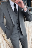 纯色西服男套装三件套商务休闲西装礼服新郎正装1012-SJT831，男装西服套装，星座1012