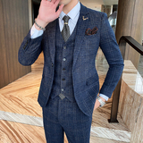 复古时尚西装男士套装三件套商务英伦西服千鸟格婚礼SJT816-P260，男装西服套装，星座1012
