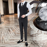条纹西装三件套商务职业商务帅气新款结婚新郎1012-SJT825-P260，男装西服套装，星座1012