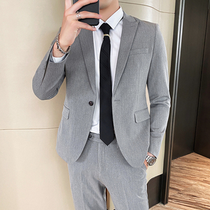 新款西装男套装两件套纯色修身西服新郎结婚礼服休闲1012-LJT803图片