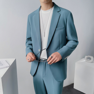 薄款西装上衣男士宽松西服一粒扣亮色休闲帅气礼服DX858-P120
