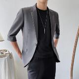 夏季男士西服小西装外套修身短袖七分袖中袖休闲纯色XZ01-P70，男装T恤，星座1012