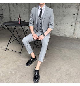 新款夏季西装男套装新郎结婚礼服商务休闲西服三件套SJT802-P255图片