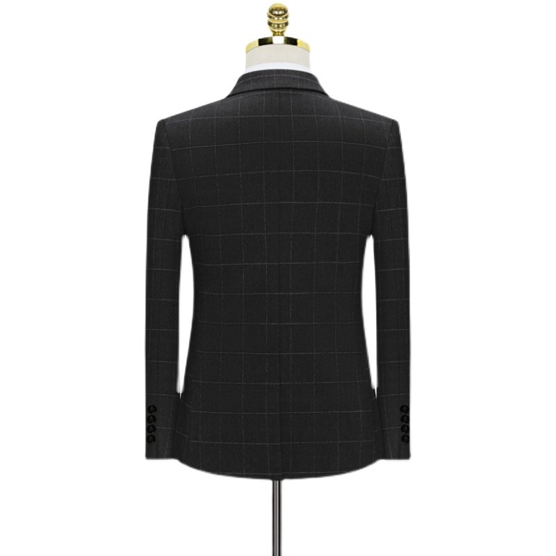 假模图格子西装男套装三件套修身西服礼服职业商务正装821-P260,男装西服套装,星座1012