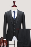 条纹修身西装男套装三件套新郎结婚礼服英伦风精致韩风抗皱西服潮，男装西服套装，星座1012