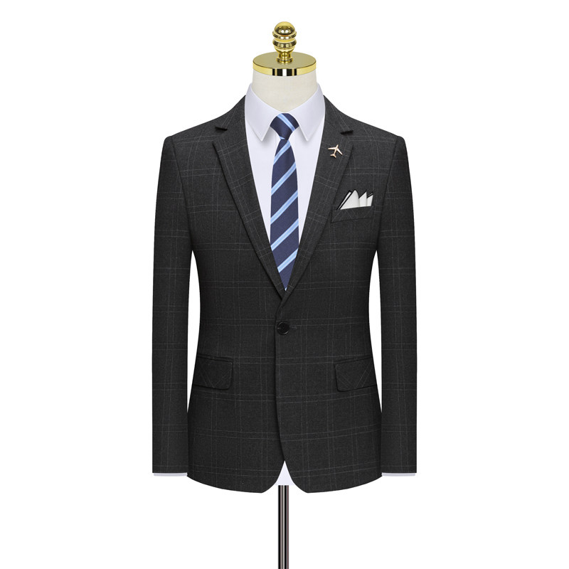 假模图双线格子西服套装男三件套商务职业礼服西装正装823-P280,男装西服套装,星座1012