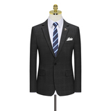 假模图双线格子西服套装男三件套商务职业礼服西装正装823-P280，男装西服套装，星座1012