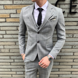 新款格子西服套装男士修身英伦西装三件套职业装礼服SJT812-P280，男装西服套装，星座1012