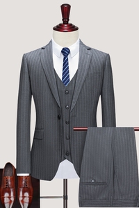 西装男套装三件套商务英伦风修身帅气新郎结婚正装礼服伴郎服P295图片