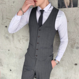 条纹西服马甲男发型师坎肩伴郎团西服马甲1012-M808，男装背心/马甲，星座1012