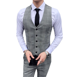 男士千鸟格修身西服马甲男新郎主持人礼服背心M801-P60，男装背心/马甲，星座1012