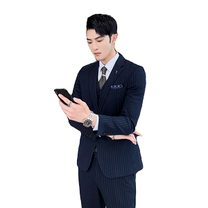 秋冬新款条纹西装男套装修身西服新郎结婚商务休闲SJT825-P260图片