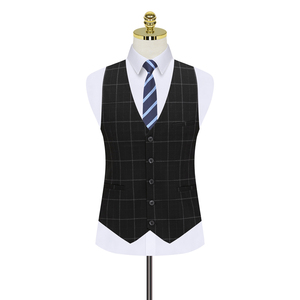 假模高档西装套装男西服三件套格子西服双排扣商务职业正装864图片