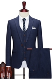 条纹男西服套装修身西装三件套新郎结婚礼服商务职业SJT835-P260，男装西服套装，星座1012