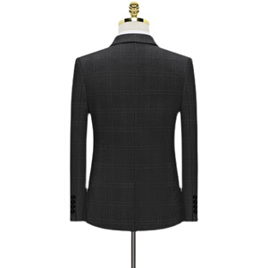假模图双线格子西服套装男三件套商务职业礼服西装正装823-P280图片