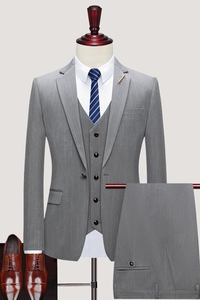 西服套装男新郎结婚正装礼服伴郎发型师修身西装商务休闲808-P260图片