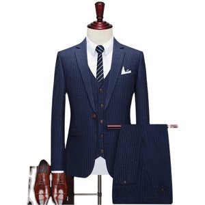 条纹男西服套装修身西装三件套新郎结婚礼服商务职业SJT835-P260图片