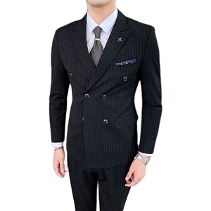 条纹双排扣西服男士套装商务职业礼服西服1012-826图片