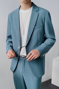 薄款西装上衣男士宽松西服一粒扣亮色休闲帅气礼服DX858-P120图片
