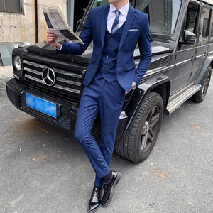秋冬韩版修身英伦格子男士西服套装三件套结婚礼服 SJT811-P280图片