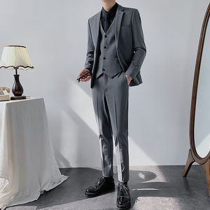 2025秋冬新款西装男套装修身西服商务新郎三件套1012-SJT817-P260图片