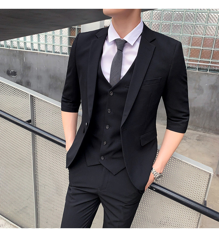 新款夏季西装男套装新郎结婚礼服商务休闲西服三件套SJT802-P255,男装西服套装,星座1012