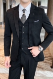 新款条纹西装男套装修身西服新郎结婚礼服商务休闲SJT825-P260，男装西服套装，星座1012