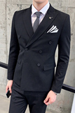 英伦修身双排扣西装男套装三件套礼服休闲潮流礼服SJT806-P260，男装西服套装，星座1012