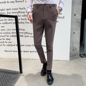 英伦休闲西裤男修身小脚西服长裤潮流免烫垂感1012-K805-P70图片