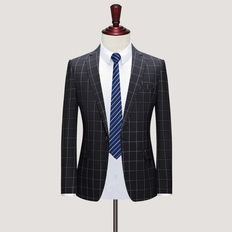 西装男套装格子修身西服商务职业正装礼服新郎结婚伴郎P185,男装西服套装,星座1012