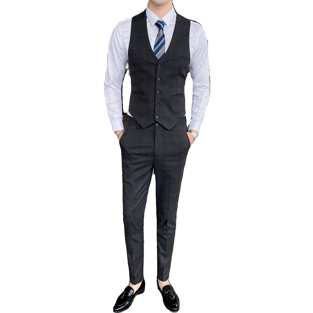 西装男套装三件套新郎结婚礼服格子商务正装SJT823-P280,男装西服套装,星座1012