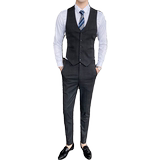 西装男套装三件套新郎结婚礼服格子商务正装SJT823-P280，男装西服套装，星座1012