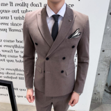 英伦修身双排扣西装男套装三件套礼服休闲潮流礼服SJT806-P260，男装西服套装，星座1012
