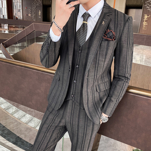 新款条纹西装三件套高端西服礼服洋气商务职业1012-SJT822图片