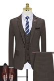 假模图格子西装男套装三件套修身西服礼服职业商务正装821-P260，男装西服套装，星座1012