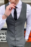 秋冬条纹西装马甲男士修身韩版发型师西服坎肩M813-P60，男装西服套装，星座1012