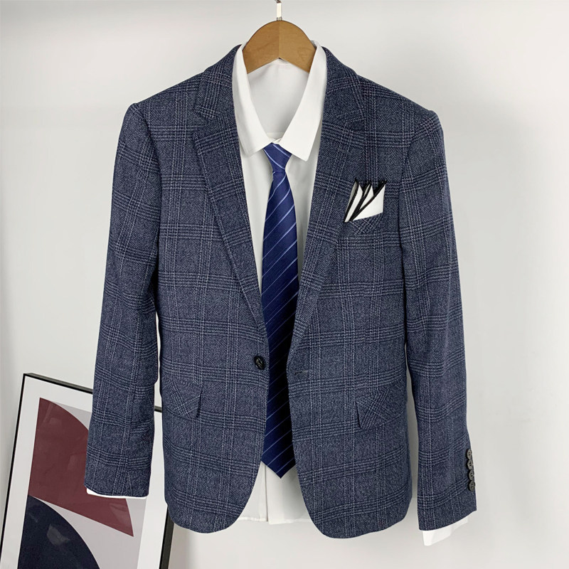 英伦清新格子西服套装男韩版修身男士西装三件套结婚礼服社会816,男装西服套装,星座1012