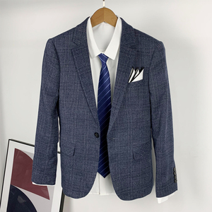 英伦清新格子西服套装男韩版修身男士西装三件套结婚礼服社会816图片