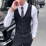 英伦绅士条纹马甲韩版修身马夹时尚坎肩发型师工装M813，男装背心/马甲，星座1012